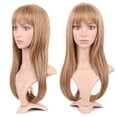 thumbnail image 1 of Perruque Longue Synthétique Bouclée avec Frange Cheveux Courts Perruques Résistantes à la Chaleur Perruque Complète Tête Complète pour Femmes Blond Mèches, 1 of 4