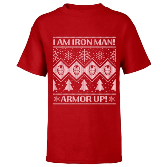 Marvel Iron Man Armor Up Holiday - Short Sleeve T-Shirt for Kids - Customized-Red