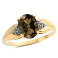 thumbnail image 2 of Star K � Oval 9x7 Genuine Smoky Quartz trillion miracle setting wide band Ring, 2 of 9