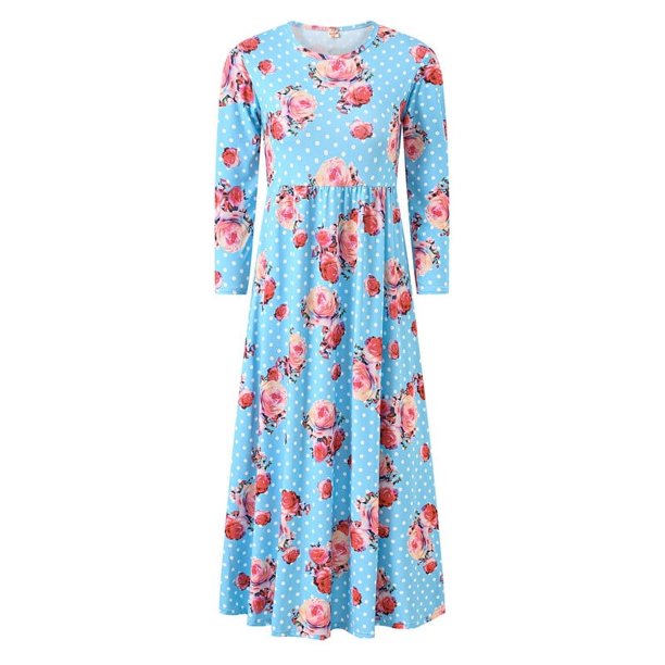 Odeerbi Vestidos Florales de Manga Larga Para Niñas Vestido Con Estampado de Plantas Multicolor