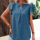 thumbnail image 1 of Blusa De Manga Corta Camiseta informal para mujer con cuello en V y volantes ligera para mujer de ajuste relajado (azul retro XL) Ygjytge para Mujer azul retro T XXL, 1 of 7