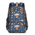 thumbnail image 2 of Highland Cow and Flower Print Backpack for School, Cute School Bag with Adjustable Shoulder Straps and Padded Back, 16.9"x12.6"x5.9", 2 of 5