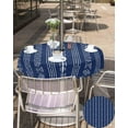 thumbnail image 4 of Outdoor Tablecloth with Umbrella Hole and Zipper Navy Blue Boho Round Outdoor Tablecloths 60 Inch Table Cloths Bohemian Style Stripe Patio Table Cloth Cover for Outdoor Tables Picnic Garden, 4 of 6