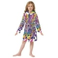 thumbnail image 6 of FORMRS Niños Bathrobe Unisex Hooded Robe Soft Plush Pajamas Sleepwear, Size 4-6T, Purple Wavy Plaid, 6 of 7