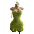 thumbnail image 4 of RDKTPXZ Women's Ruched Halter Mini Dress, Backless Bodycon Ruffle Hem Party Dress, 4 of 6