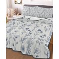thumbnail image 3 of Quilts Twin-XL Size Bedding Set, Navy Blue Flowers Lightweight Quilted Comforter, Spring Summer Farmhouse Botanical Soft Reversible Bedspread Coverlet with Pillow Covers for All Season, 68" x 98", 3 of 7