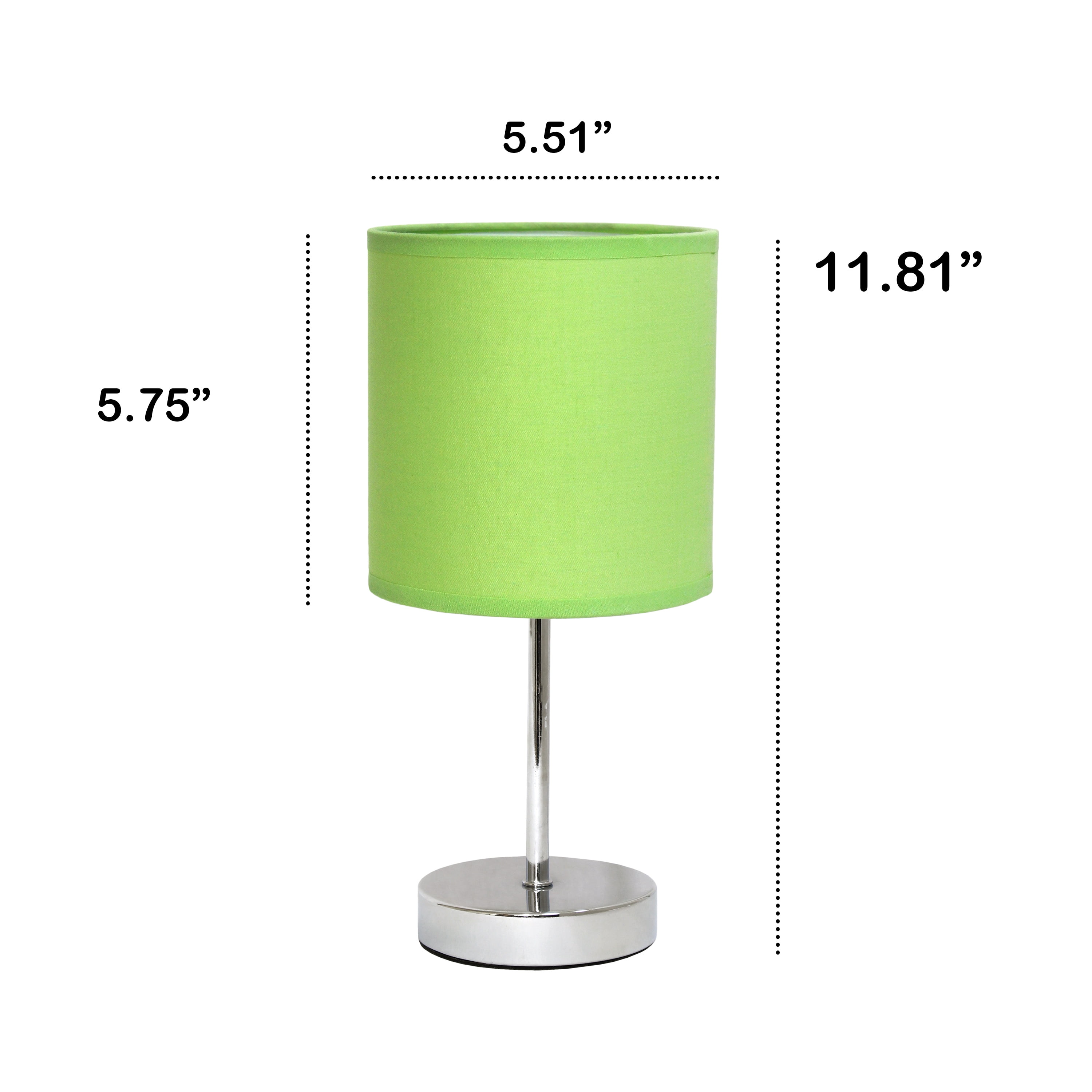 Creekwood Home 11.81" Chrome Petite Metal Stick Table Lamp with LED Bulb, Green Shade