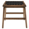 thumbnail image 3 of Modway Saoirse 17.5" Woven Leather & Wood Bench in Black and Walnut, 3 of 8