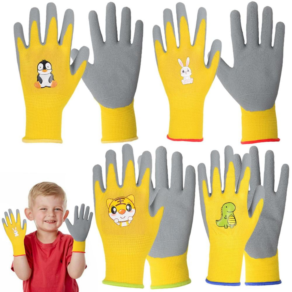 Kafei Kids Gardening Gloves 4 Pairs Children Yard Gloves for Gardening