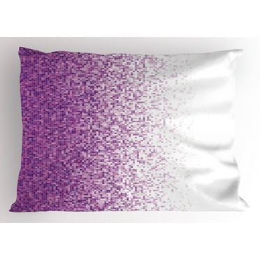 Ambesonne Magenta Pillow Sham, Digital Style Mosaics, 26" X 20", Purple White