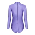 thumbnail image 4 of YONGHS Women's Mock Turtle Neck Long Sleeve Bodysuit Zipper Back Stretchy Gymnastics Dance Leotard Light Purple S, 4 of 7