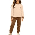 thumbnail image 2 of Viluyesy Girls 2 Piece Outfit Mock Neck Print Top and Jogger Pants Long Sleeve Soft Comfortable Warm Cute Casual Loungewear Set Brown Size 7, 2 of 9