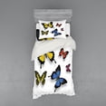 thumbnail image 2 of Butterfly Duvet Cover Set, Various Colorful Butterflies Pattern and Moths with Grace of Nature Themed Wings, Bedding Set with Shams and Fitted Sheet, 3 Sizes, by Ambesonne, 2 of 3
