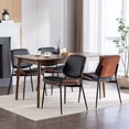 thumbnail image 3 of Mid-Century Modern Dining Chair Set of 4, PU Leather Upholstered Chair with Walnut Bentwood Back & Metal Legs, Retro Kitchen Chair for Dining Room （Black PU), 3 of 11