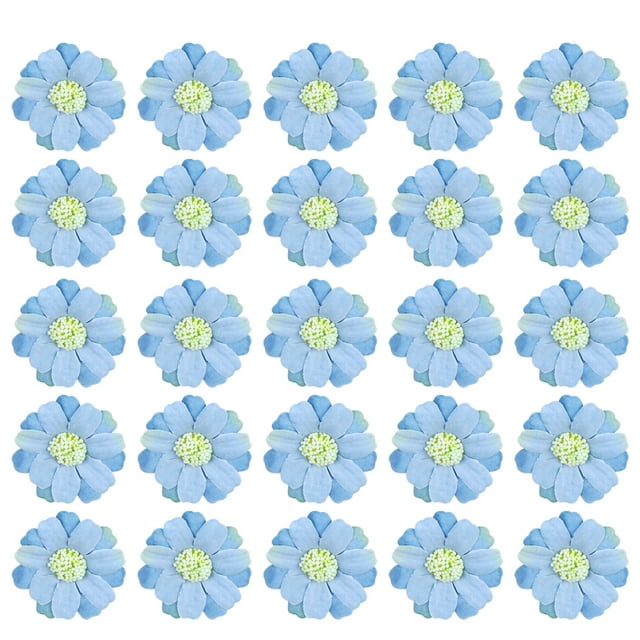 50PCS Simulation Chrysanthemum Head DIY Handicraft Decor Supplies Creative DIY False Flower Multi-function DIY Flower Decor Accessories for Bag Headdress Clothes Decor(Light Blue)