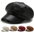 thumbnail image 6 of CoCopeaunts Newsboy Hats for Women Octagonal Cap Female Autumn Winter PU Leather Stylish Artist Painter Newsboy Caps Beret Hat, 6 of 7