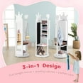 thumbnail image 4 of CHARMAID 360 Swivel Kids Jewelry Cabinet Armoire, Full Length Mirror, Coat Rack, Storage Shelves, 44'' Standing Vanity Dressing Mirror, Kids Jewelry Organizer for Girls (White), 4 of 7