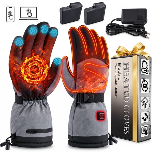 ALLJOY Heated Gloves, L Size 5V 10000mAh Heated Gloves for Men Women Rechargeable,Electric Heated Work Motorcycle Gloves for Men, Christmas Gift
