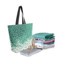 thumbnail image 2 of FORMRS Womens Canvas Tote Bag with Zipper Inner Pocket Shoulder Handbag, Green and White Pattern, 2 of 7