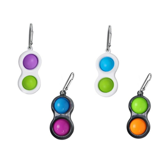 4Pcs Simple Dimple Fidget Popper Keychain,Mini Push it Pop Cute Small Toy as Gift for Kids