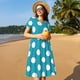 thumbnail image 4 of Balery Sky Blue And White Polka Dot Vestidos sueltos de manga corta para mujer, vestidos de verano 2025, vestidos casuales de corte A con vuelo., 4 of 6