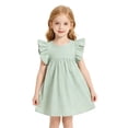 thumbnail image 2 of Little Girls Sundress Sleeveless Ruffle Casual Dress Mix Summer Dress for Kids Green Size 3-4 Years, 2 of 6