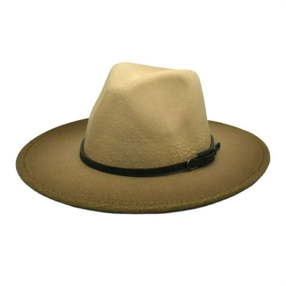Gradient Color Fedora Hat for Women & Men Classic Wide Brim Womens Fedora Hat with Belt Buckle