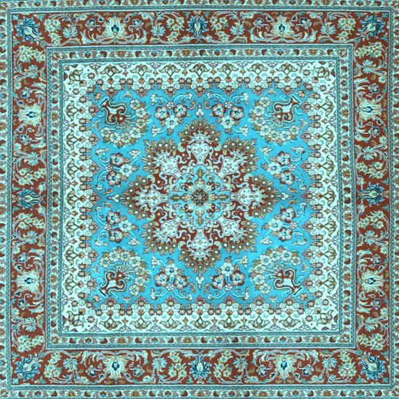 Ahgly Company Indoor Square Persian Light Blue Traditional Area Rugs, 3' Square