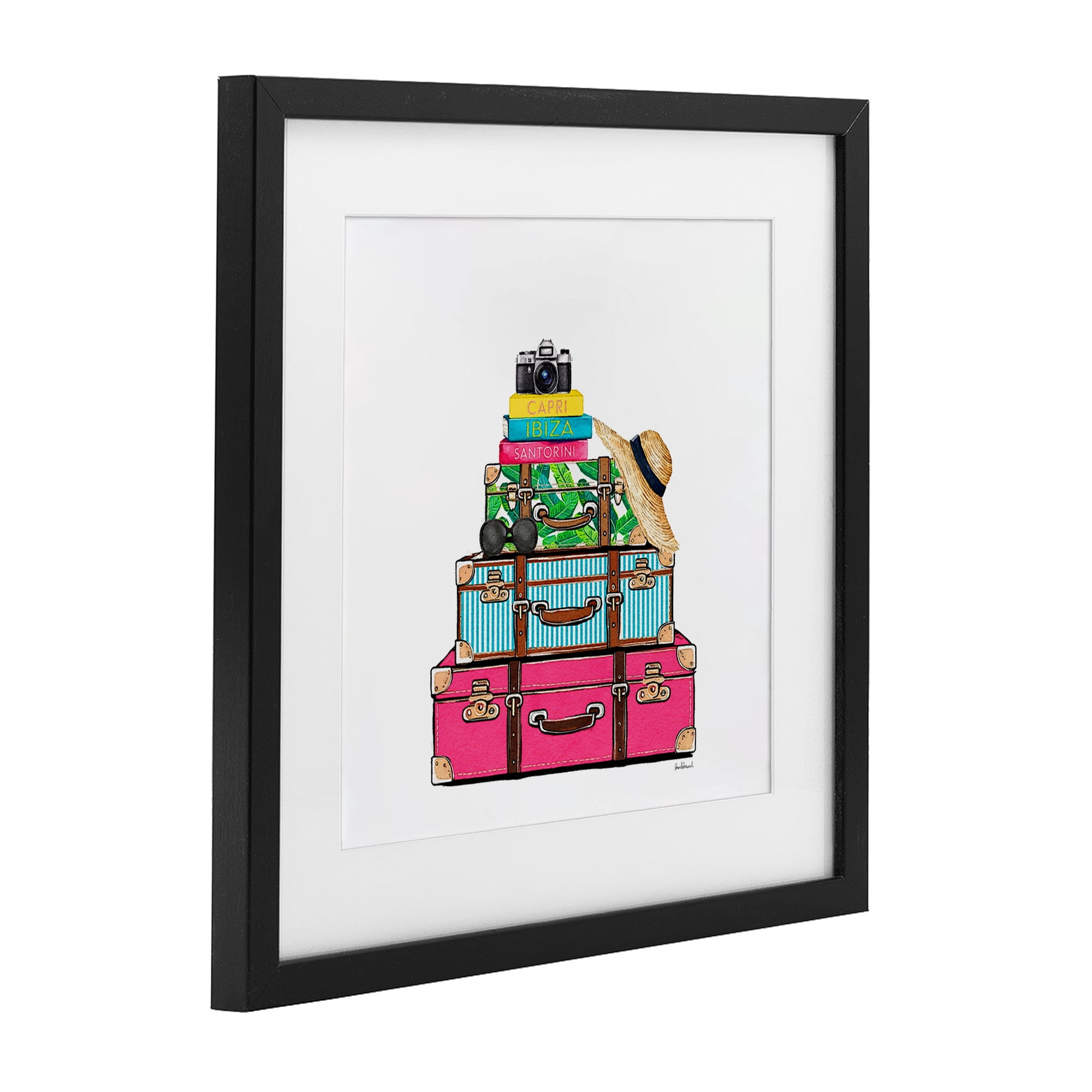 Stupell Industries Glam Travel Suitcases Black Framed Print Under Glass, design by Amanda Greenwood