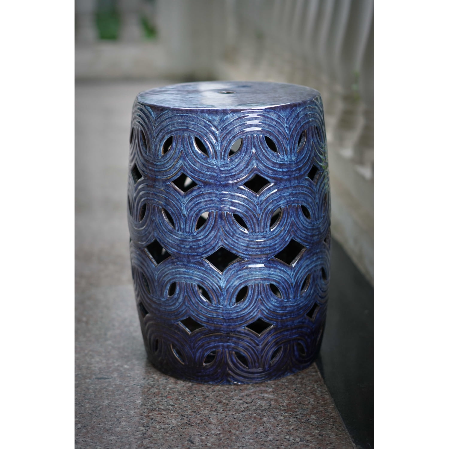 Blue and  Ceramic Stool 