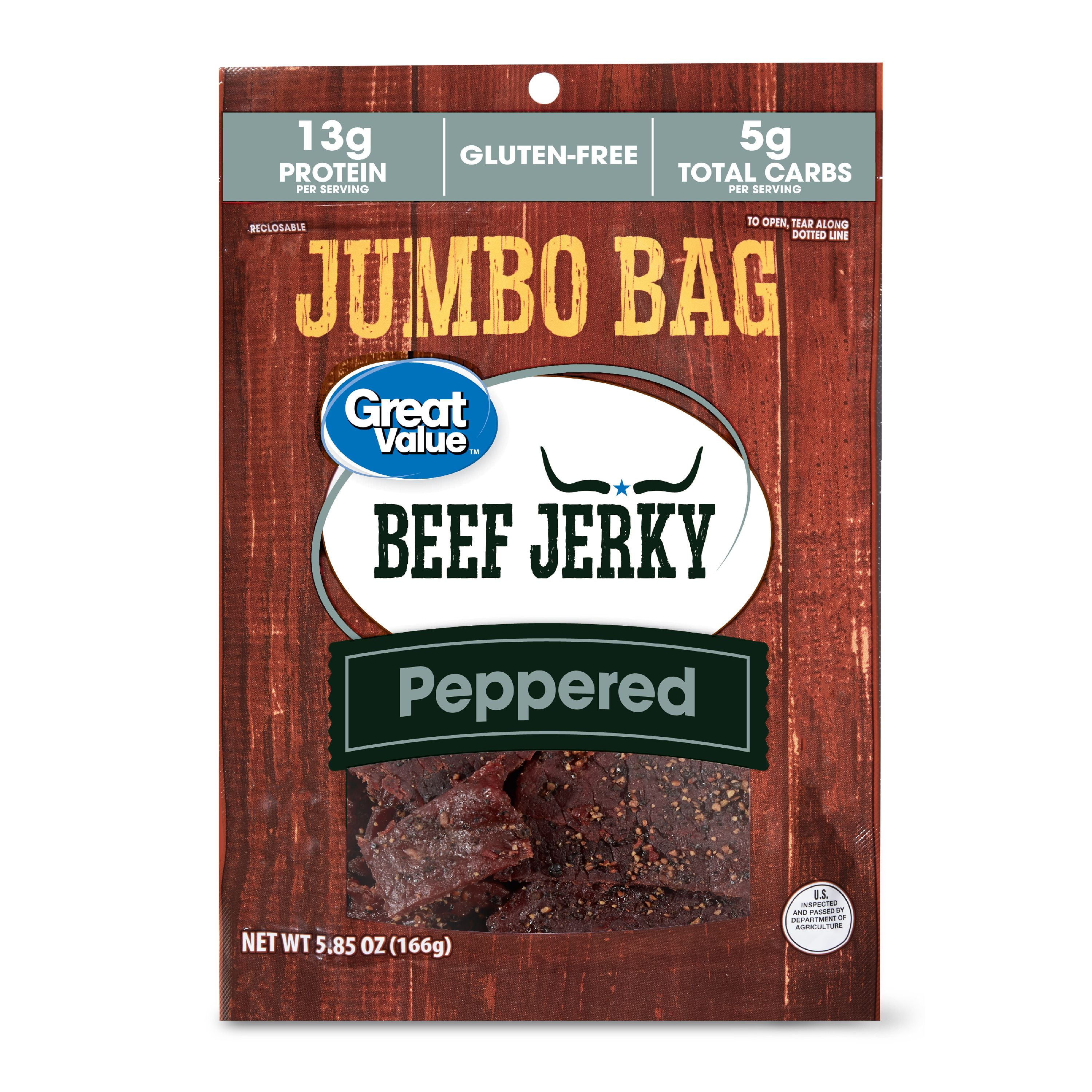 Great Value Peppered Beef Jerky, Jumbo Bag, 5.85 oz