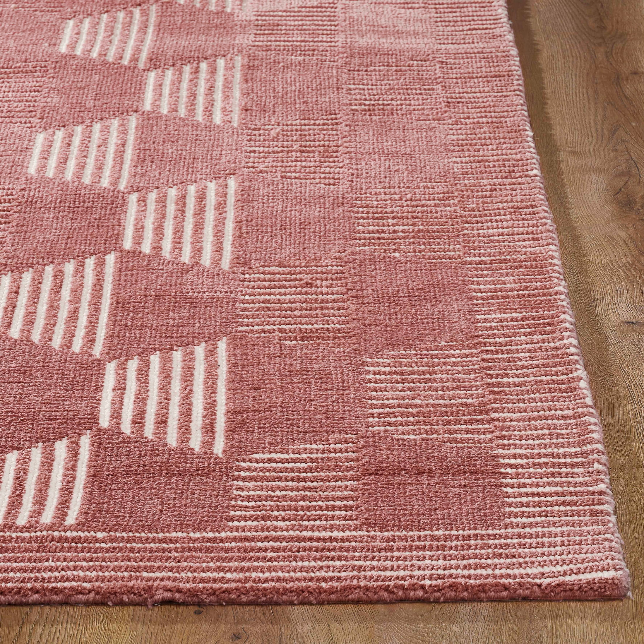 Beautiful Tufted Rose Geometric Stripe Indoor Area Rug by Drew Barrymore, 5' x 7'