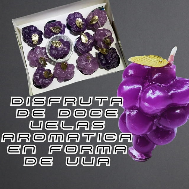 12 velas aromaticas en forma de uva morada