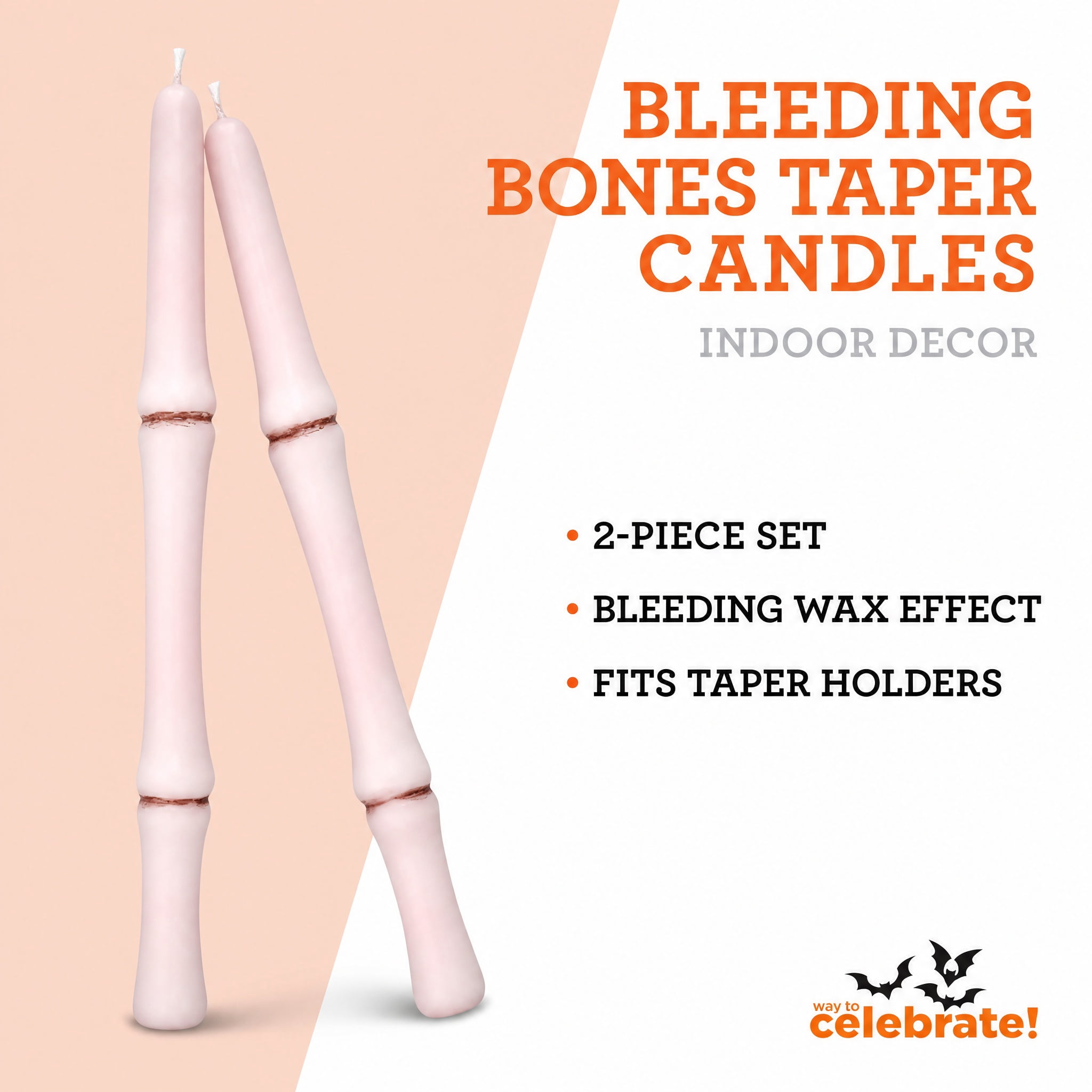 Bleeding Bones Taper Candles, 10", 2 Pieces, Halloween by Way To Celebrate