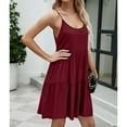 thumbnail image 3 of Defitshape Women's Summer Dresses Party Sundress Sleeveless Cami Strappy Cute Knee Length Tie Back Beach Sexy Fall Dinner Holiday Casual Spring Dress Burgundy Large, 3 of 4