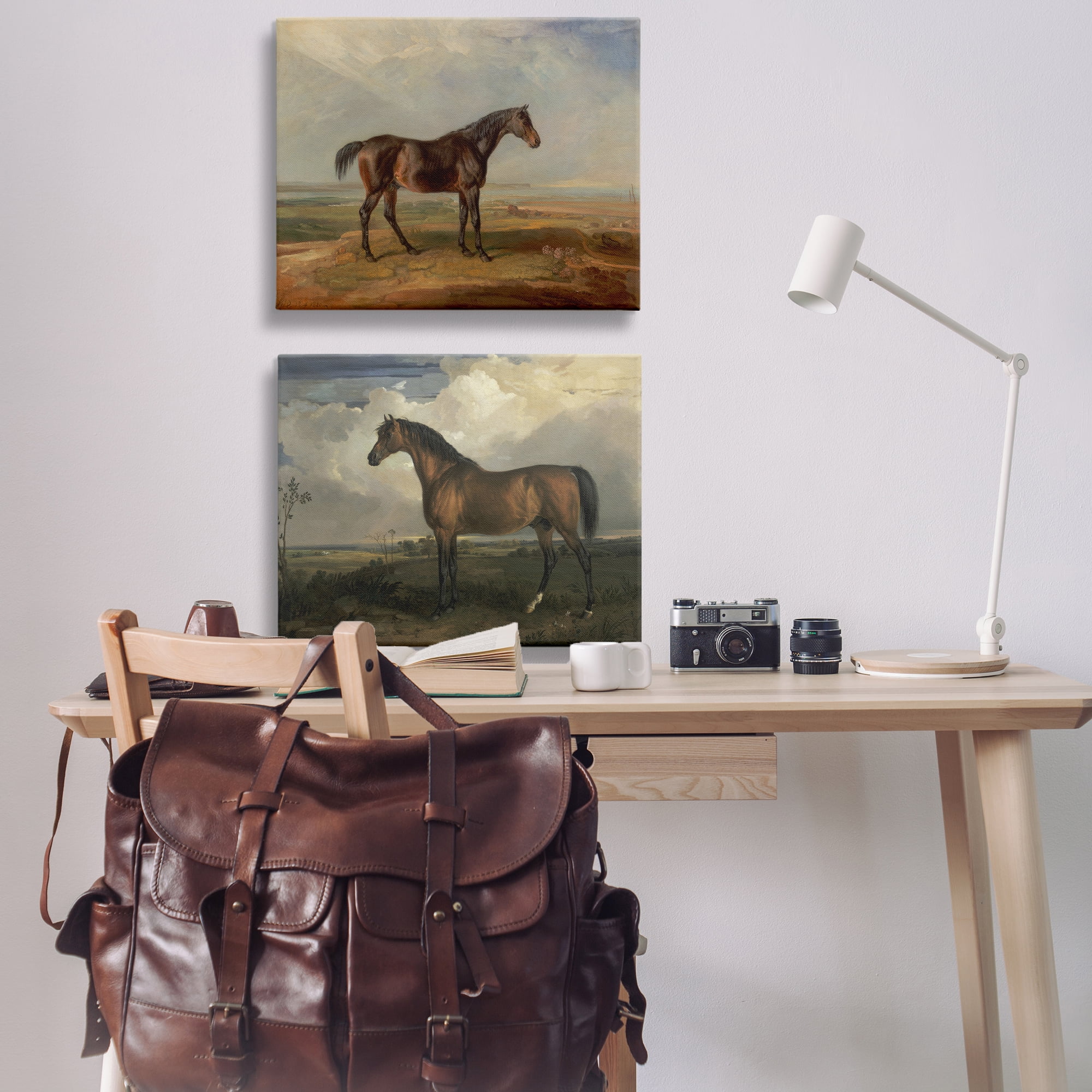 Stupell Industries Horses in Desolate Terrain Landscape & Nature Painting Wrapped Canvas Art Print Wall Art, 30 x 24, Set of 2
