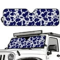 thumbnail image 5 of Uorisanigo Windshield Sun Shade for Jeep Wrangler Blue Cow Print Sun Shade Fit for Jeep Wrangler JL JLU 2018-2025,Aluminum Foil Film Car Winshied Sunshade, Blocking Heat and UV Rays, 5 of 7