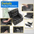 thumbnail image 7 of Manual Rocker Recliner chair, Leather Reclining Sofa chair with Overstuffed Arm &Cup Holder for Living Room, Black, 7 of 7