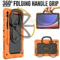 thumbnail image 3 of Case for Samsung Galaxy Tab S10+ Plus 2024/S9 FE+ Plus 12.4 inch, 360 Rotating Stand Handle Pencil Holder Shoulder Strap Heavy Duty Shockproof Cover, Orange, 3 of 7