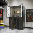 thumbnail image 3 of AECOJOY 46.4" Big Storage Cabinet Metal Organizer with Doors and Shelves for both Indoor/ Outdoor, Patio Storage Building for Outside& Garden in Dark Gray, 3 of 8