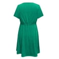thumbnail image 4 of Wycnly Formal Dresses for Women Elastic Waist Button Down Smocked Tunic Tshirt Dress V-Neck Short Sleeve Solid 2024 Summer Mini Dresses Green xxxl, 4 of 4