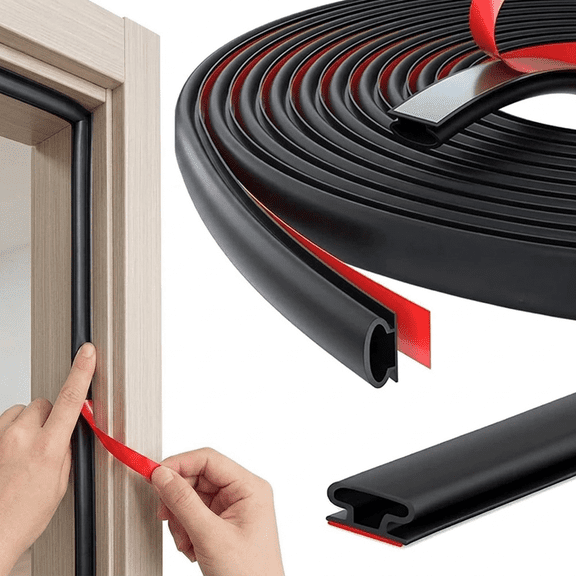 ROSEXIXI 19.6ft black door gap sealing self-adhesive rubber strip windproof and waterproof 0.4x0.2in for caulking and soundproofing