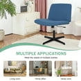 thumbnail image 5 of Criss Cross Chair, Armless Cross Legged Desk Chair Wide Seat Computer Task Chair Modern Height Adjustable Mid Back Chair No Wheels （Blue）, 5 of 9