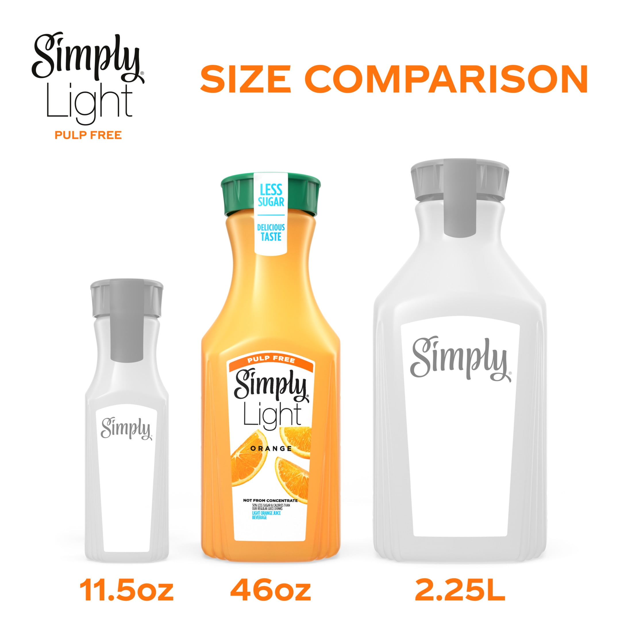 Simply Light Pulp Free Orange Juice, 46 fl oz Bottle