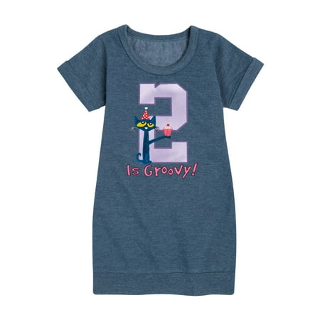 

Pete the Cat - Happy 2nd Birthday - Toddler And Youth Girls Fleece Dress