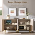 thumbnail image 5 of Aitjunz Modern Buffet Cabinet with Storage, 61.8"W Sideboard Cabinet with Adjustable Shelves & Curved Edge, Wooden Coffee Buffet Cabinet for Dining Room, Kitchen, Living Room, Natural, 5 of 9