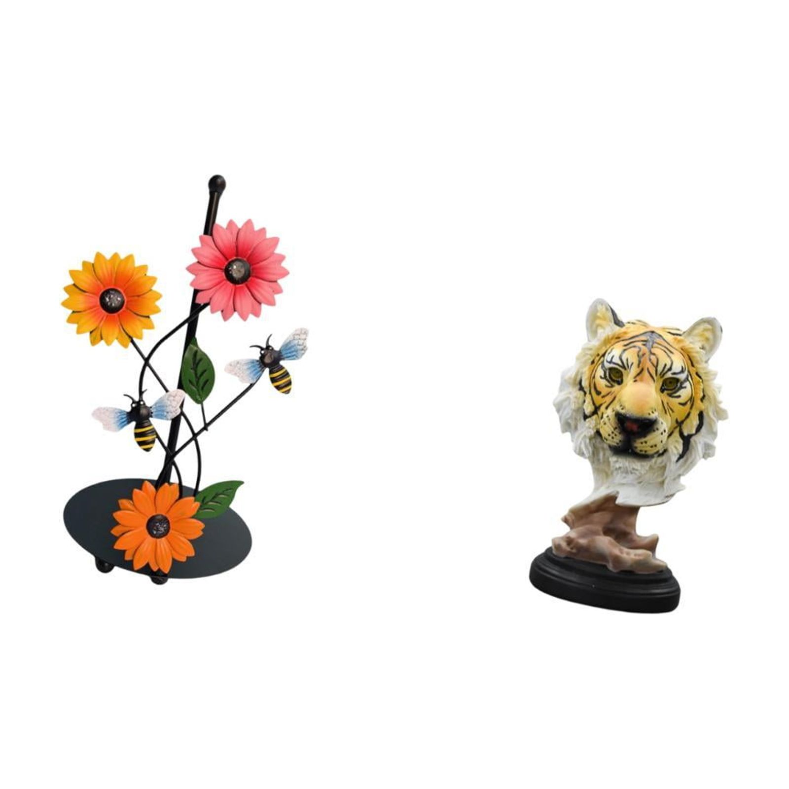 Fiocias Tiger Head Paper Towel Holder Dispenser Non Slip Vertical Tissue Rack Animal Sculpture Figurine Crafts Modern Statue for Home Entrance Living Room Boo