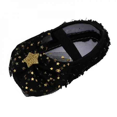 

Xinhuaya 1Pair Toddler Shoes Baby Girl Sweet Princess Shoes Star Net Yarn Bowknot Crib Shoes Newborn Soft Sole Black 11