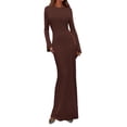 thumbnail image 1 of Vestido PRETTYGARDEN 2025 de Punto Acanalado Ajustado Maxi Color Café XXL, 1 of 8
