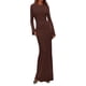 thumbnail image 1 of Vestido PRETTYGARDEN de Punto Acanalado Color Café Manga Larga Maxi XL, 1 of 8